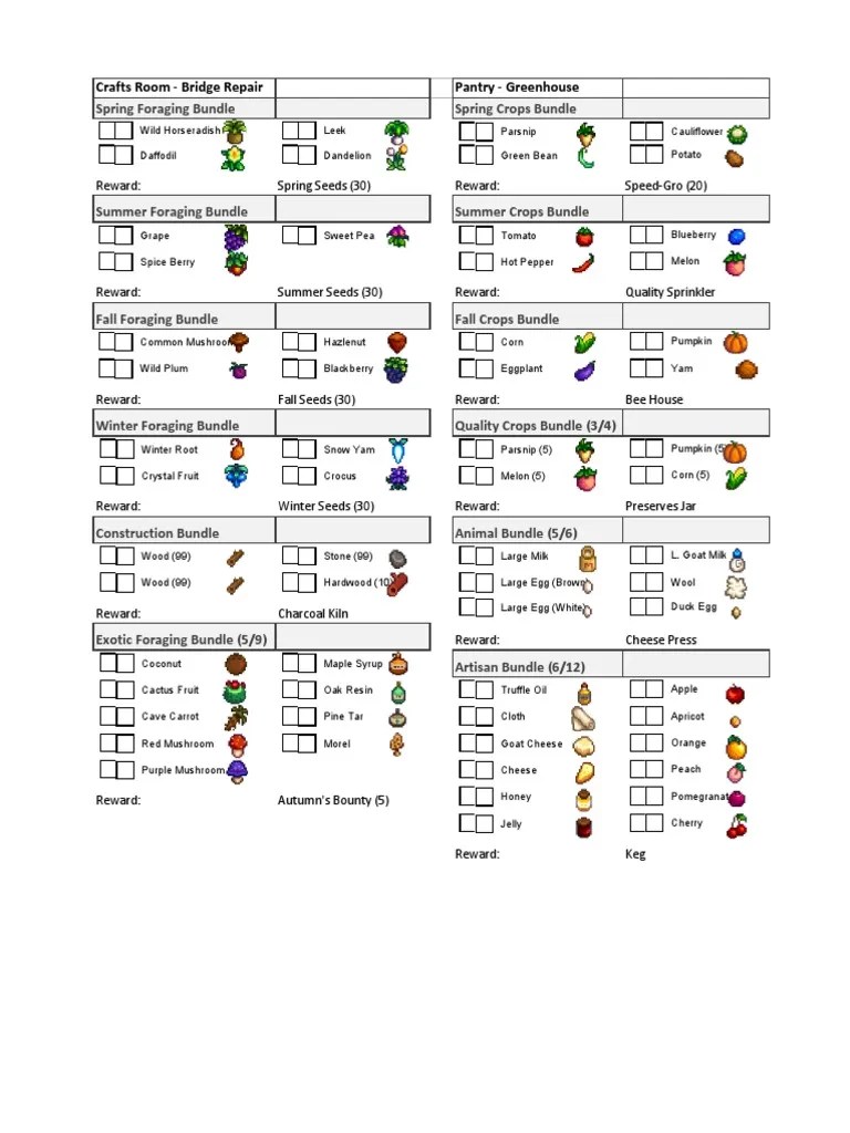 Stardew valley checklist