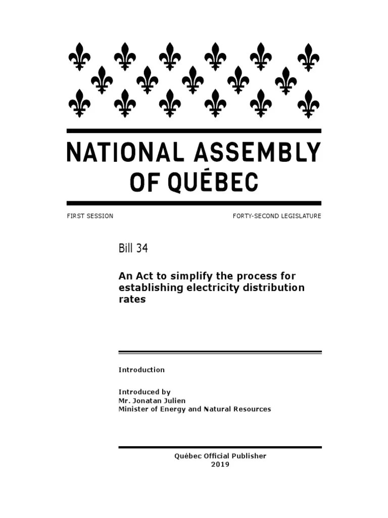 Bill 34, An Act to simplify the process for establishing electricity