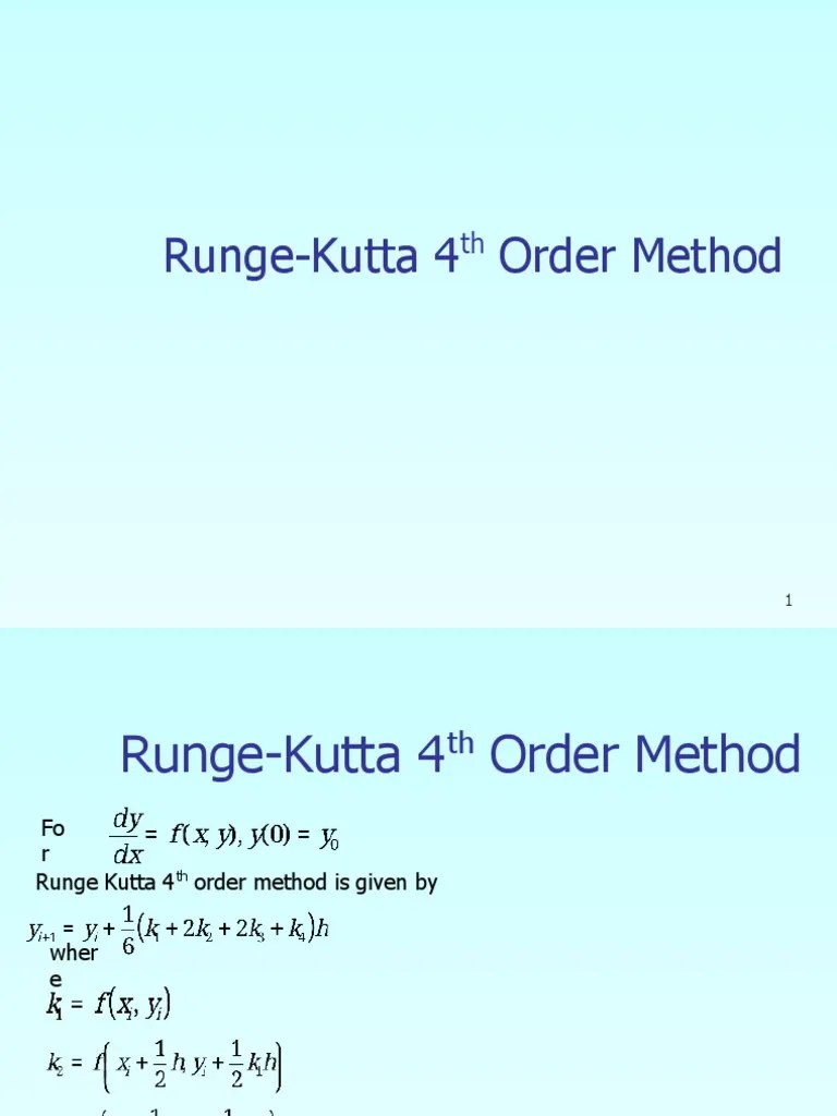 RungeKutta 4 Method PDF Differential Equations Algorithms