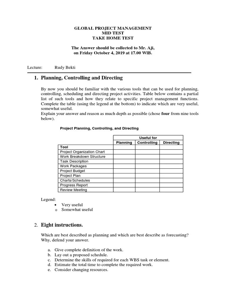 PROJECT MANAGEMENT MID TEST.docx Project Management Cognition