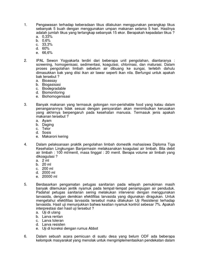 Soal Ukom Kesling 2019 | PDF
