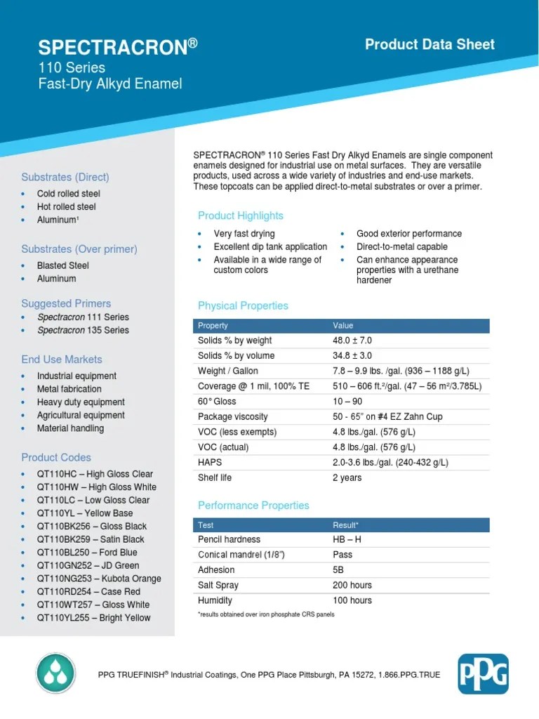 Spectracron 110 FD Alkyd Enamel PDF PDF Paint Materials