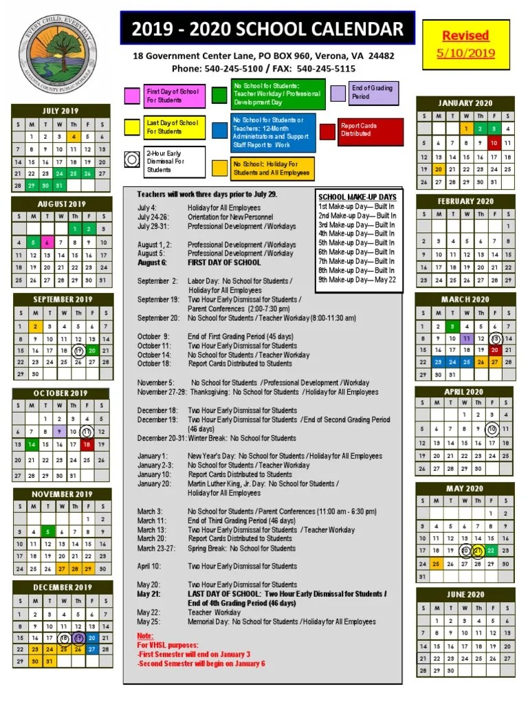 Augusta County Schools Calendar 202526 PDF Observances Schools