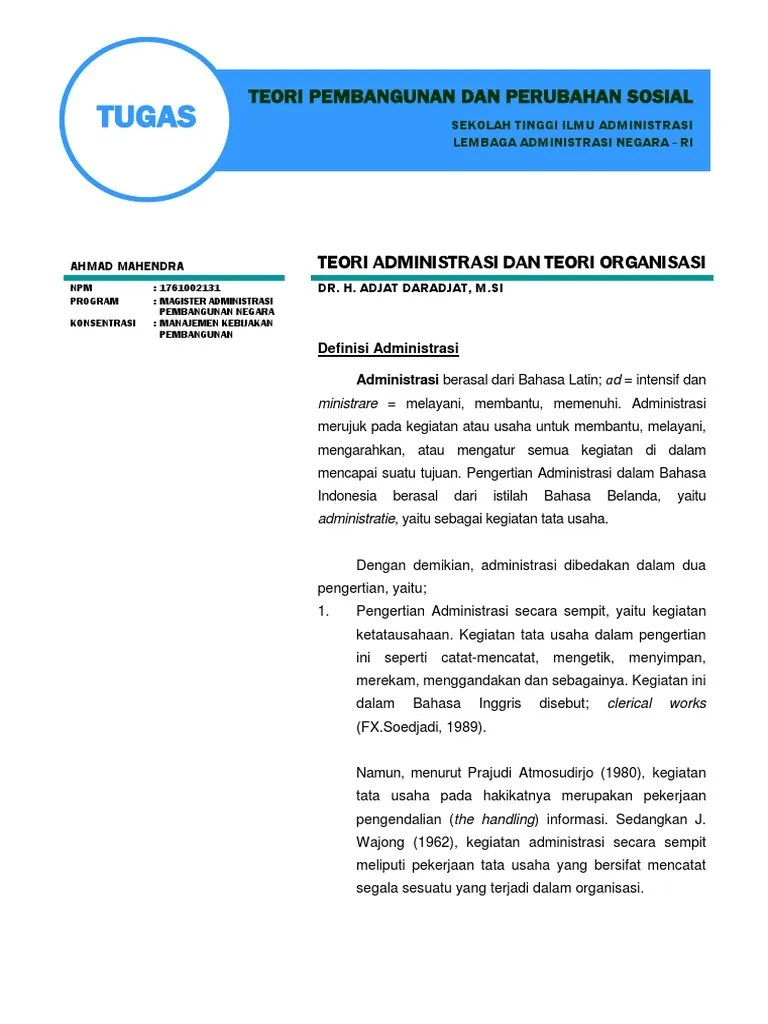 1 Administrasi Publik - Teori Adm Dan Org | PDF