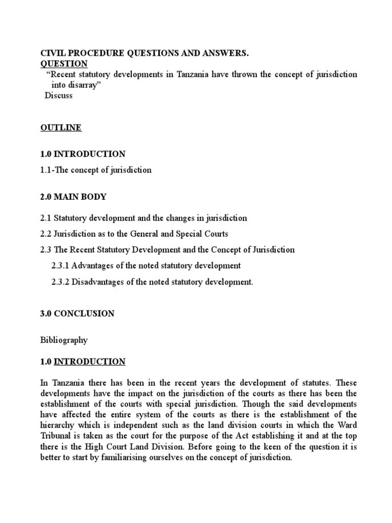 Civil Procedure Questions and Answers | PDF | Service Of Process | Lawsuit