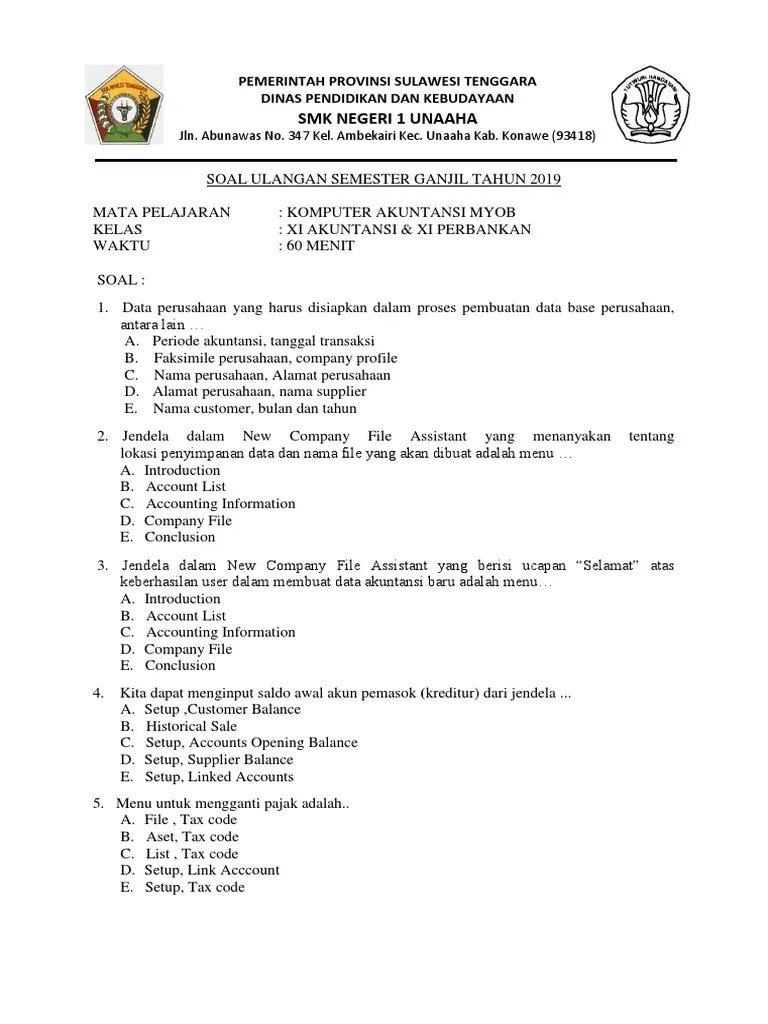 Soal Myob Kelas Xi | PDF