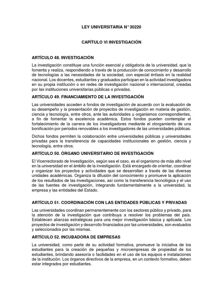 Ley Universitaria N PDF Universidad pública Universidad