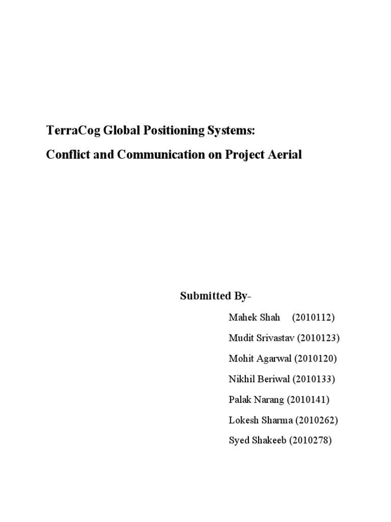 Terracog Global Positioning Systems Conflict and Communication On
