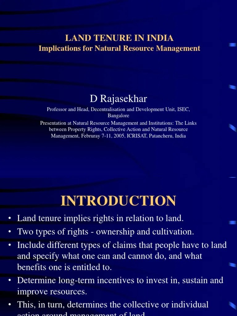 Land Tenure System Brief PDF Leasehold Estate Landlord