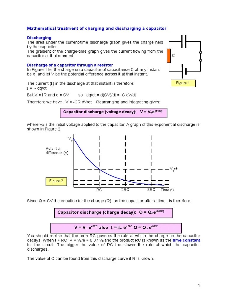 Capacitor Charge and Discharge Mathematics PDF Capacitor Voltage