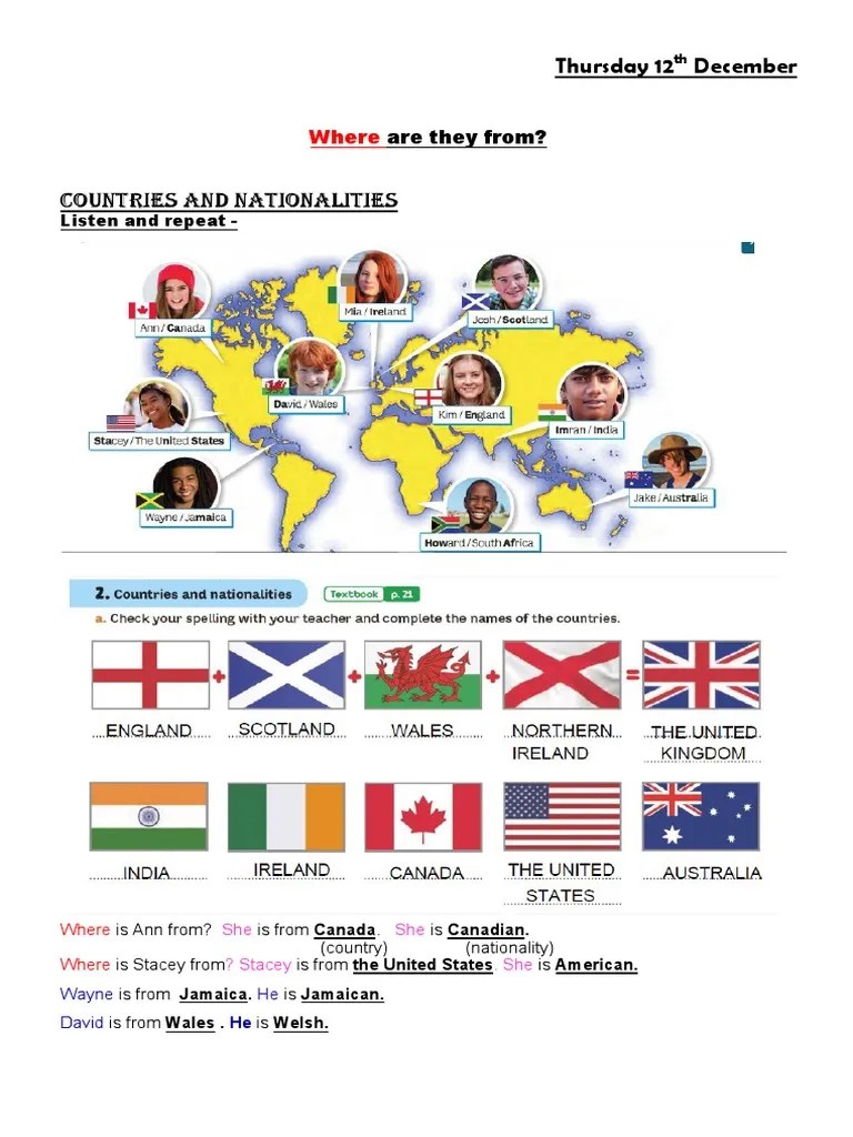 countries and nationalities
