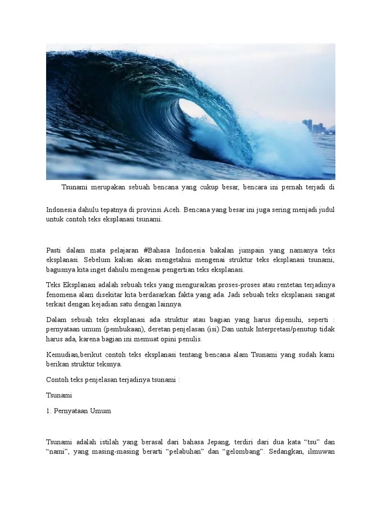Teks Eksplanasi Tentang Bencana Alam Tsunami Terkait Teks
