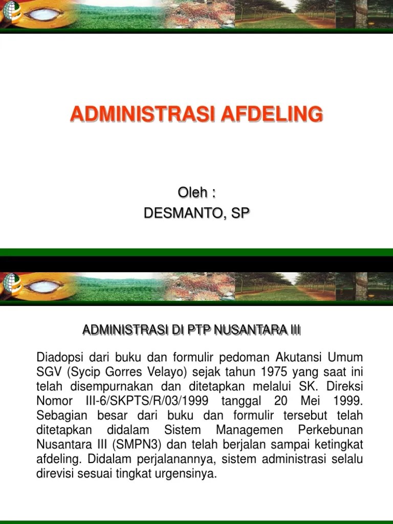 Administrasi Afdeling | PDF