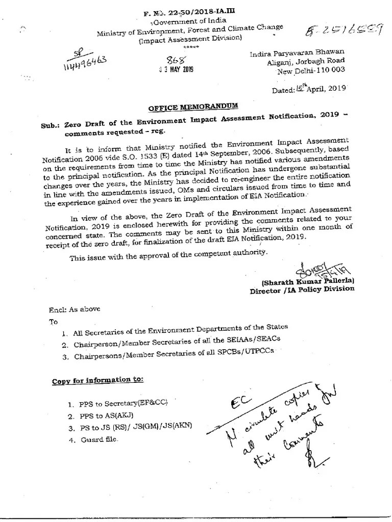 Zero Draft EIA Notification 2019 For Comments Compressed1 PDF