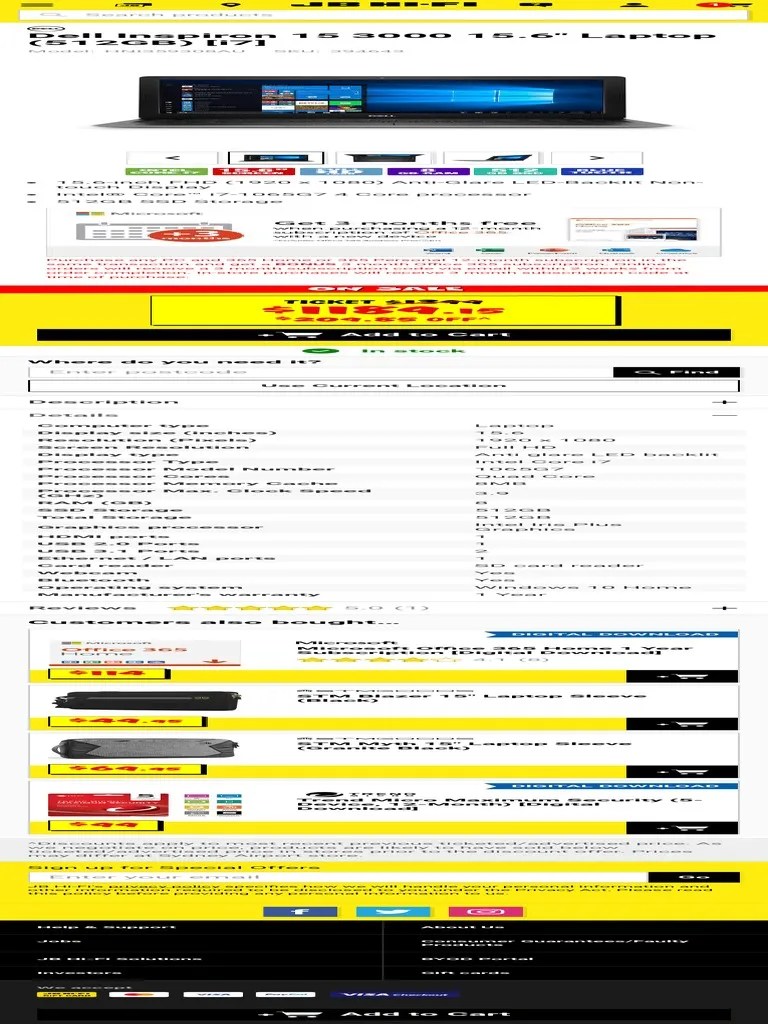 Dell Inspiron 15 3000 15.6 Laptop (512GB) (I7) Computers JB HiFi PDF