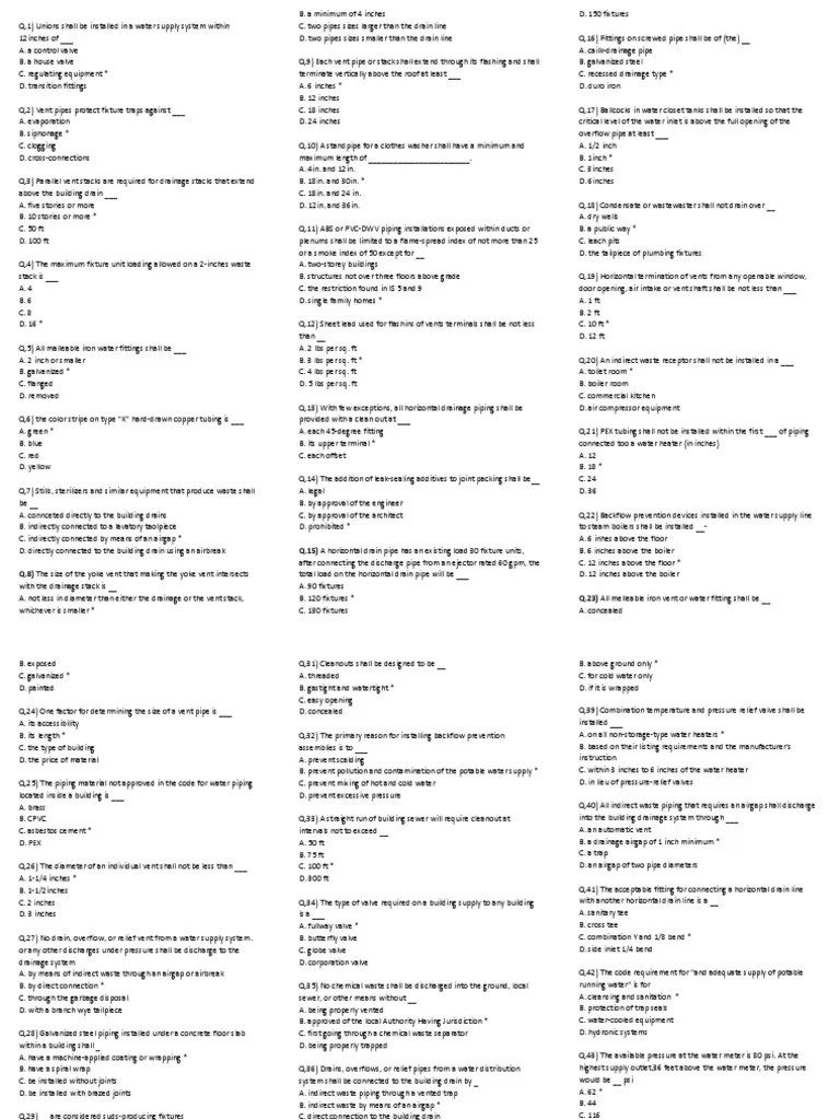 Plumbing Terms 4 Questionswith Answers | Plumbing | Storm Drain