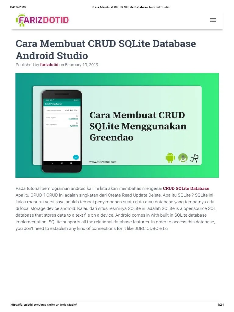 Cara Membuat CRUD SQLite Database Android Studio