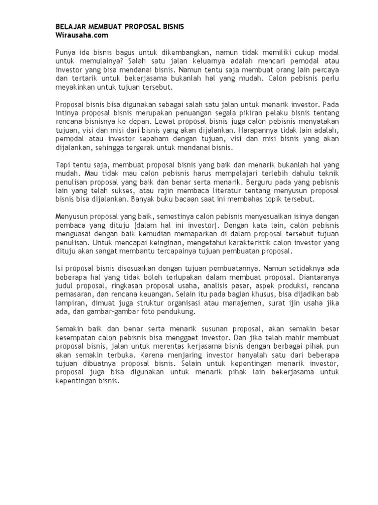 Belajar Membuat Proposal Bisnis