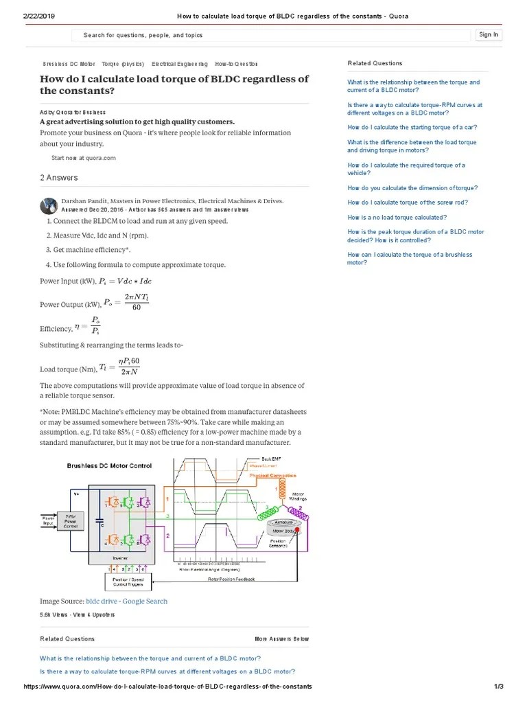 How to Calculate Load Torque of BLDC Regardless of the Constants