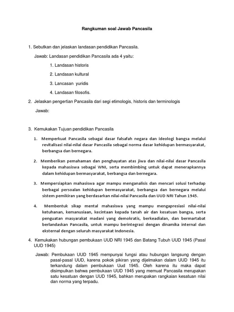 Rangkuman Soal Jawab Pancasila | PDF