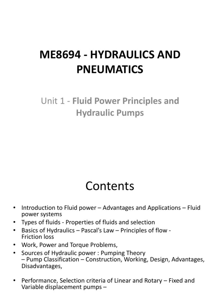 Understanding the Fundamentals of Hydraulic Systems An Introduction to