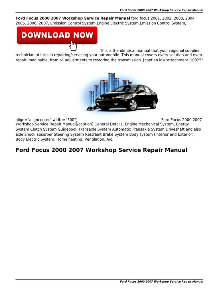 Ford focus 2000 2007 repair manual