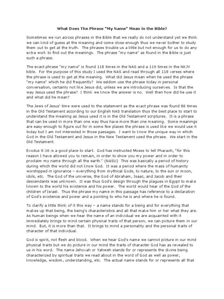 What Does The Phrase "My Name" Mean in The Bible? PDF