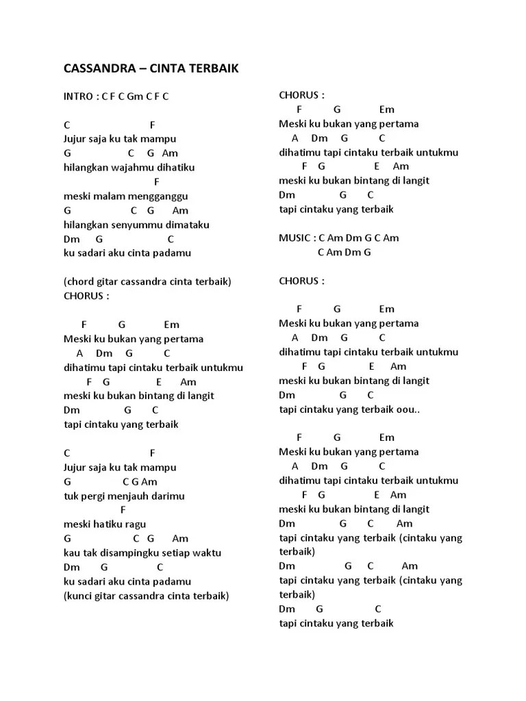 CASSANDRA - CINTA - TERBAIK Kunci C | PDF