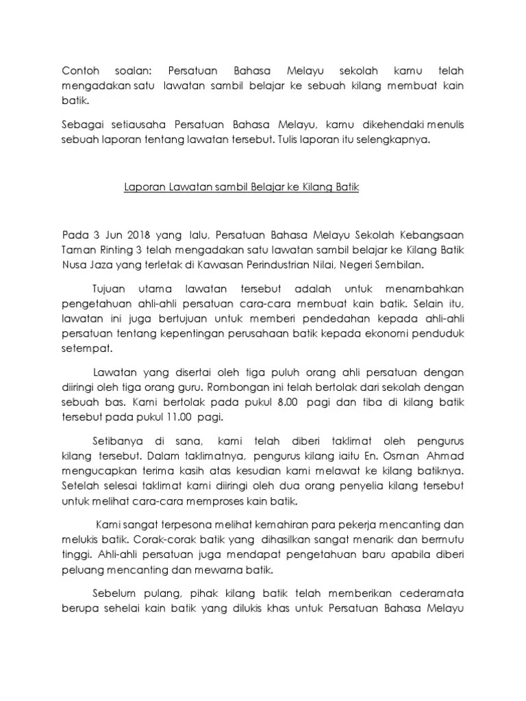 Contoh Laporan Bahasa Melayu
