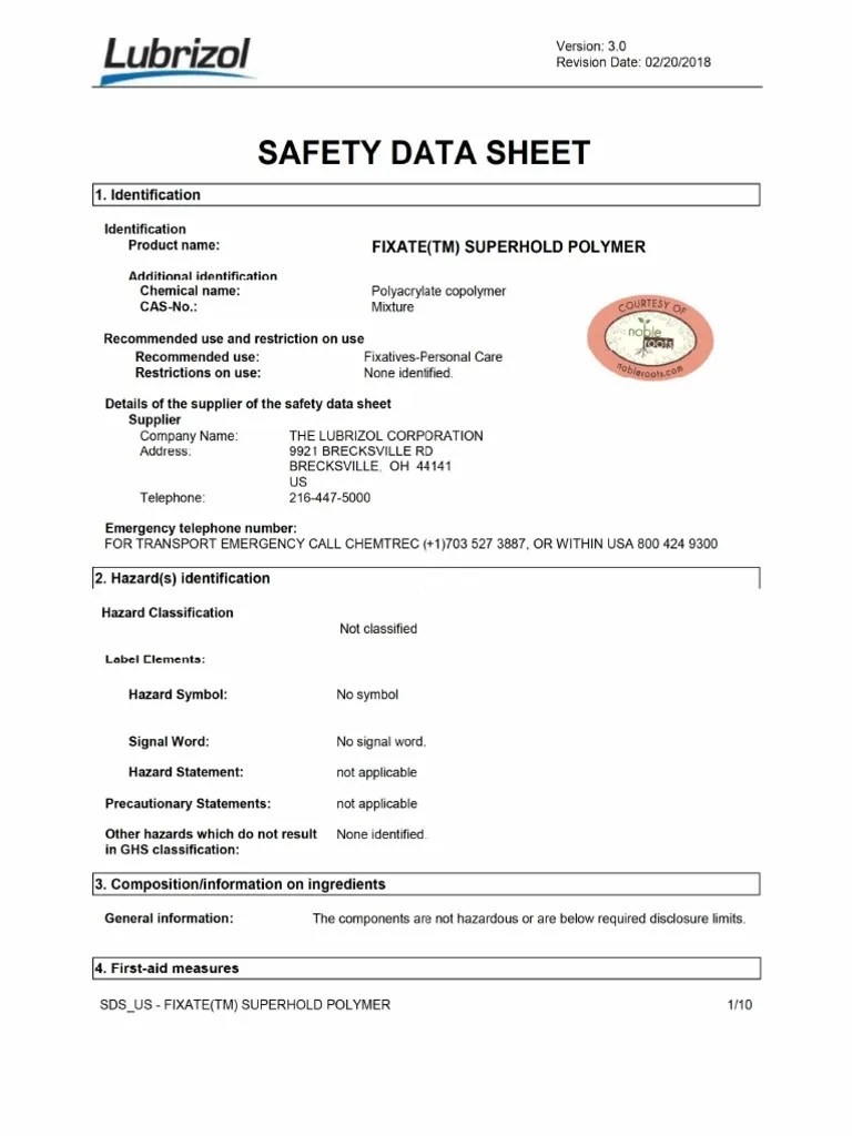 Fixate Superhold SDS PDF