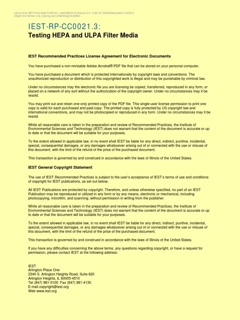 IESTRPCC0021,3; TESTING HEPA AND ULPA FILTER MEDIA.pdf Aerosol