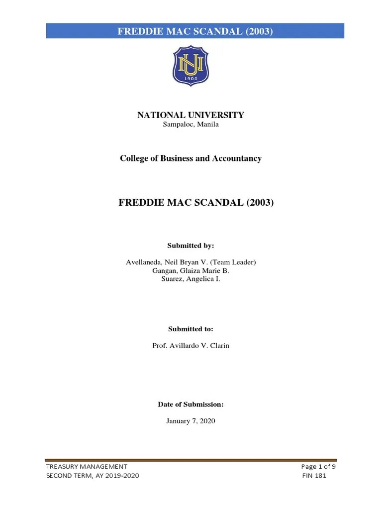 Freddie Mac Scandal 2003 Final PDF Freddie Mac Government