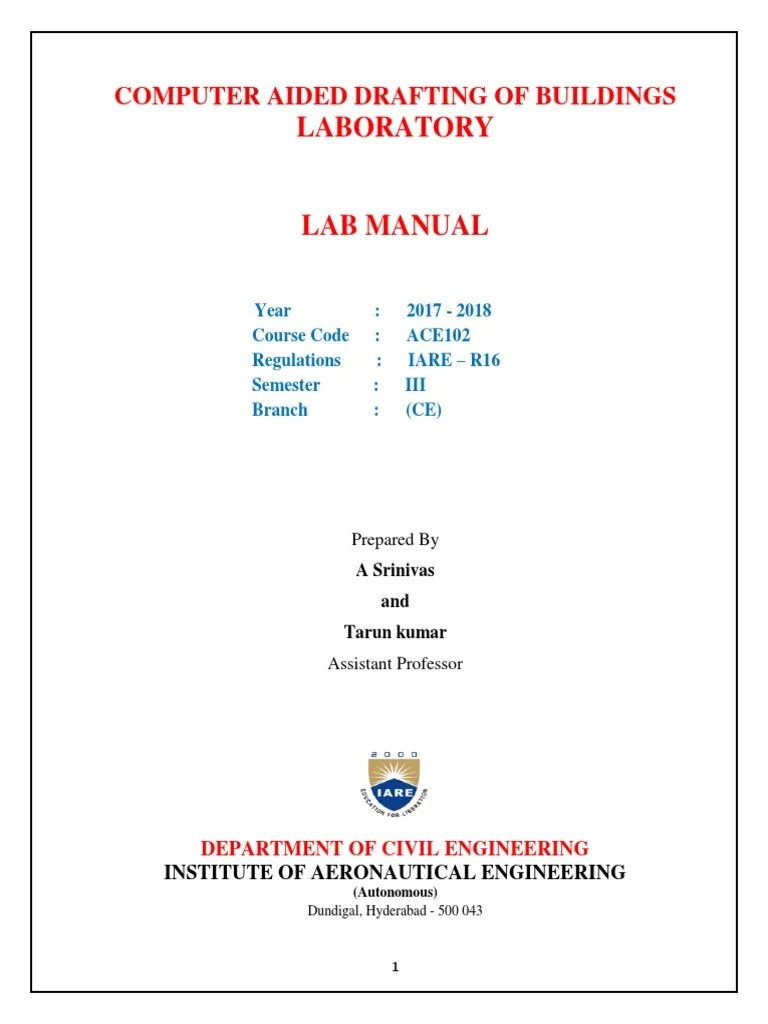 CAD Lab Manual (ACE102) PDF PDF Computer Monitor Engineering