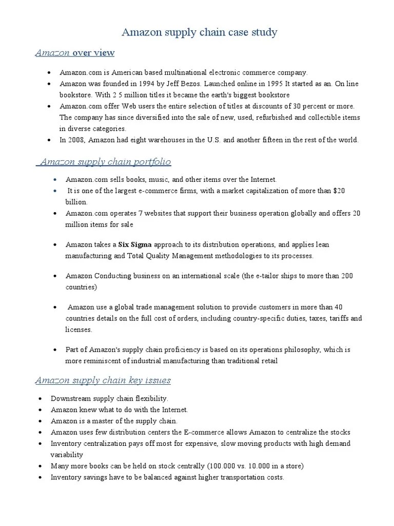 Amazon Supply Chain Case Study