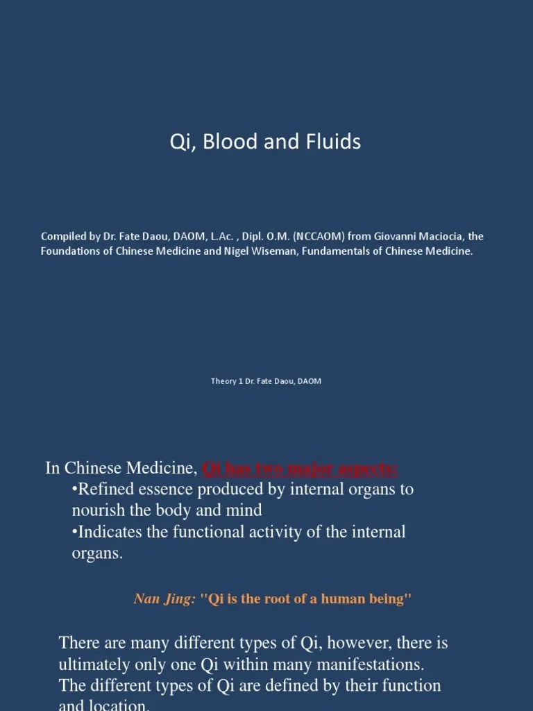Fundamental Substances Qi, Blood, Fluids PDF Traditional Chinese Medicine Qi