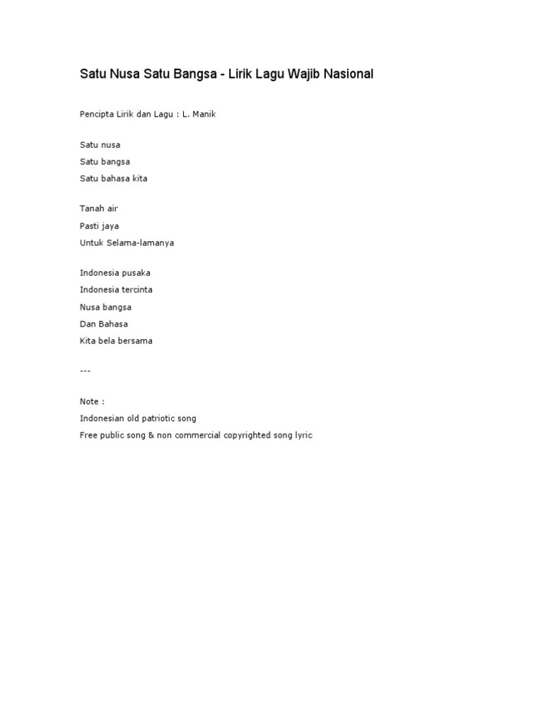 Satu Nusa Satu Bangsa | PDF
