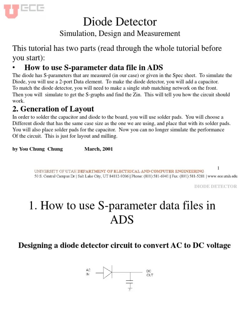 Designing and Simulating a Diode Detector Circuit Using ADS PDF
