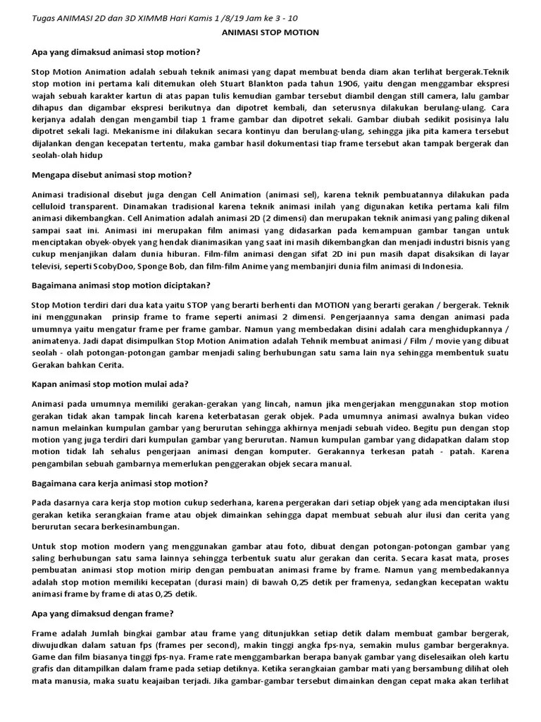 Tugas Animasi Stop Motion | PDF