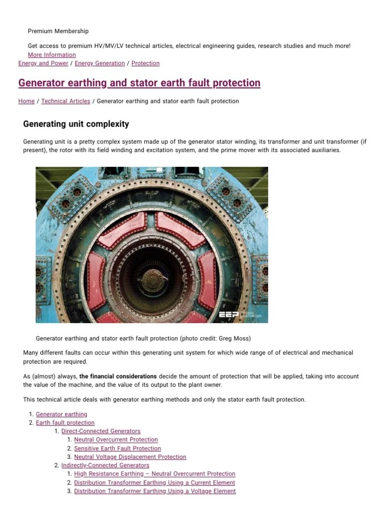 Generator Earthing and Stator Earth Fault Protection EEP PDF