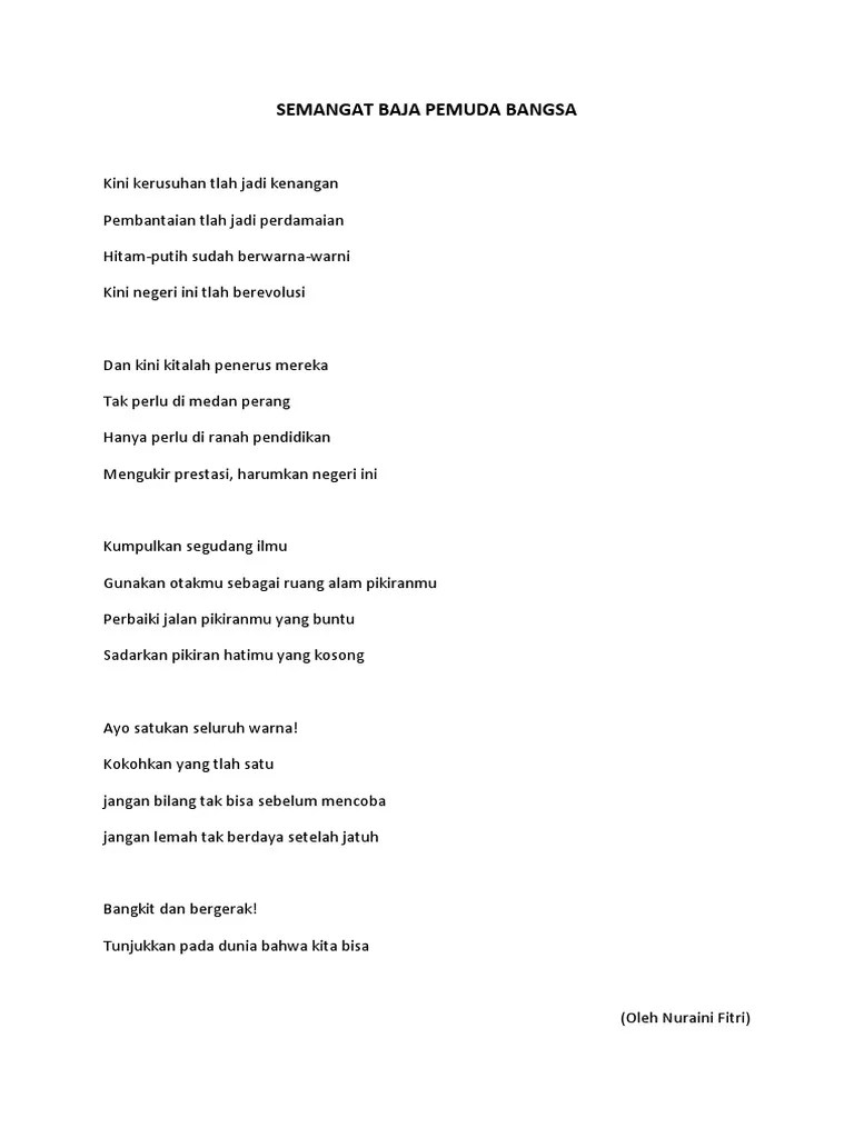Puisi Semangat Baja Pemuda Bangsa | PDF