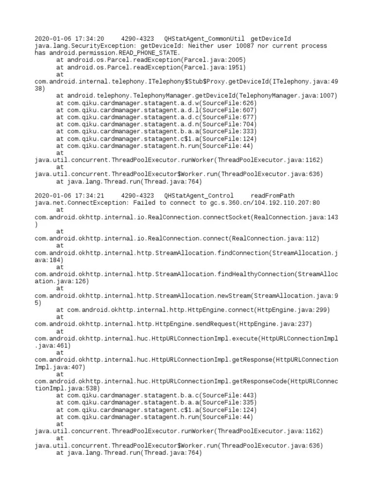 Analysis of log files documenting Java exceptions occurring in the
