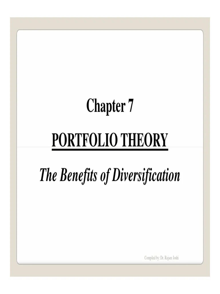 IMChapter 7 Portfolio Theory PDF Modern Portfolio Theory Applied