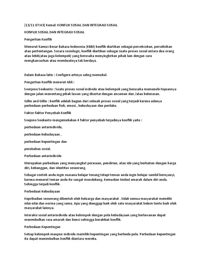 Konflik &amp; Integrasi Sosial | PDF