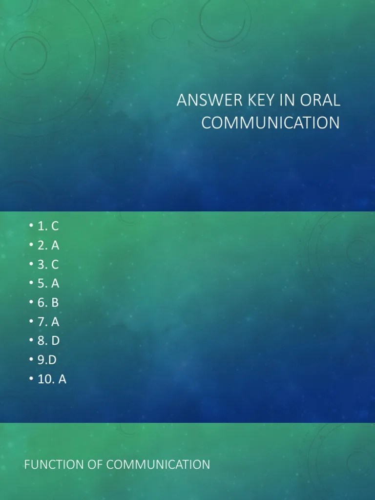 Answer Key in Oral Communication | PDF