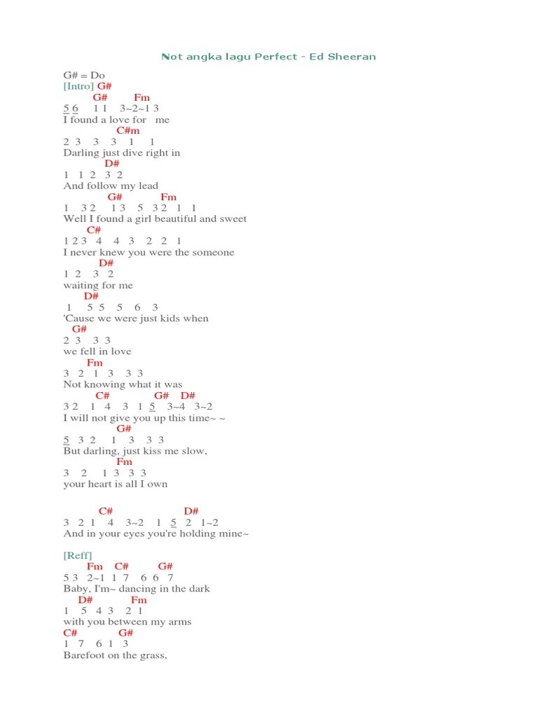 Not Angka Lagu Perfect | PDF | Recorded Music | Songs