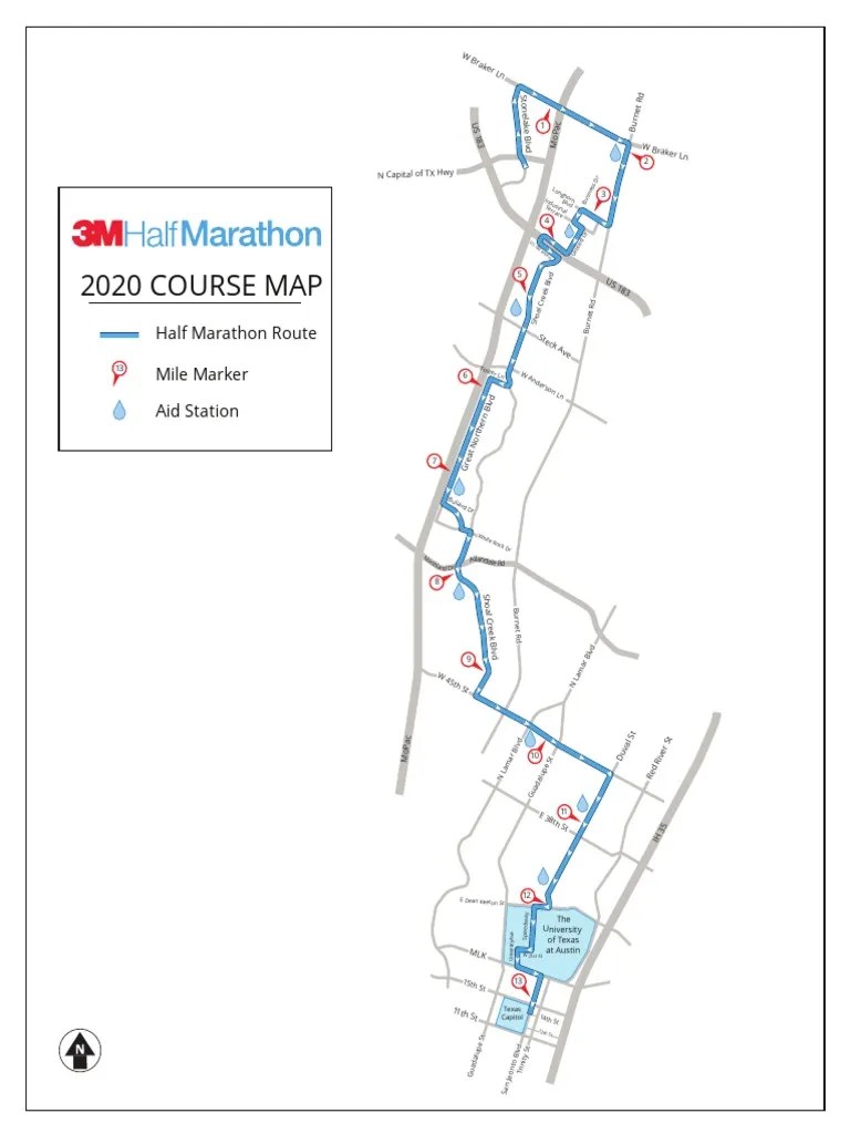 Austin 3m Half Marathon Course Map
