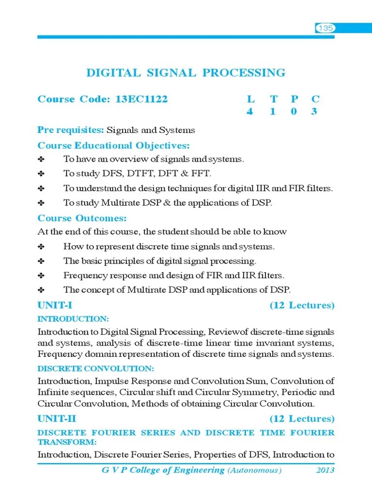 Digital Signal Processing PDF PDF Digital Signal Processing