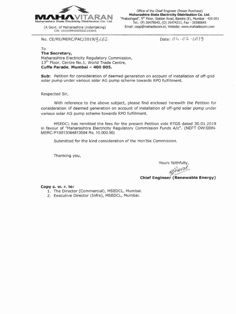 50 Petition Off Grid Solar Generation For RPO Case No. 33 of 2019 