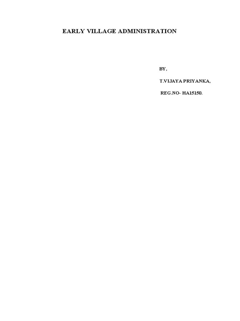 Early Village Administration PDF Property Ownership
