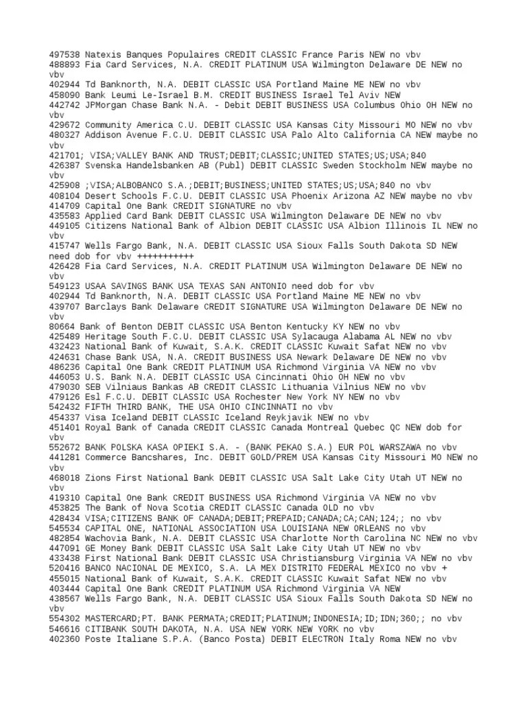 Usa No VBV PDF Debit Card Debits And Credits